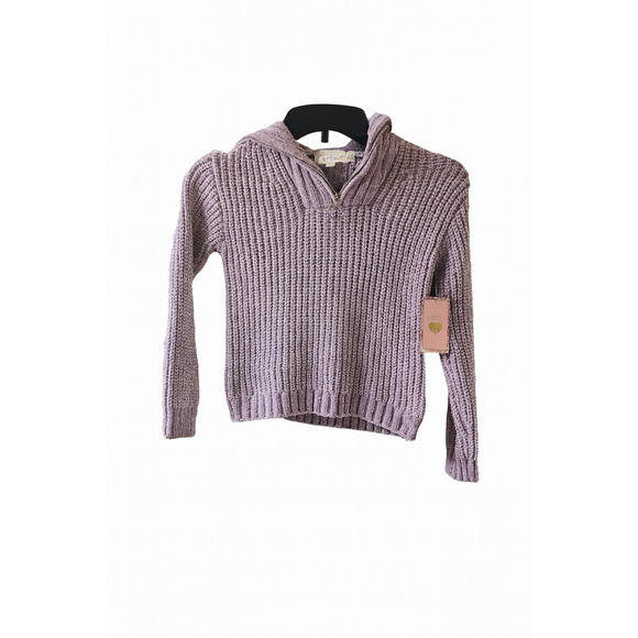 Btween Kids 5 Lilac Chenille Hoodie Sweater Metallic Knit NWT Holiday Cozy - Picture 3 of 10